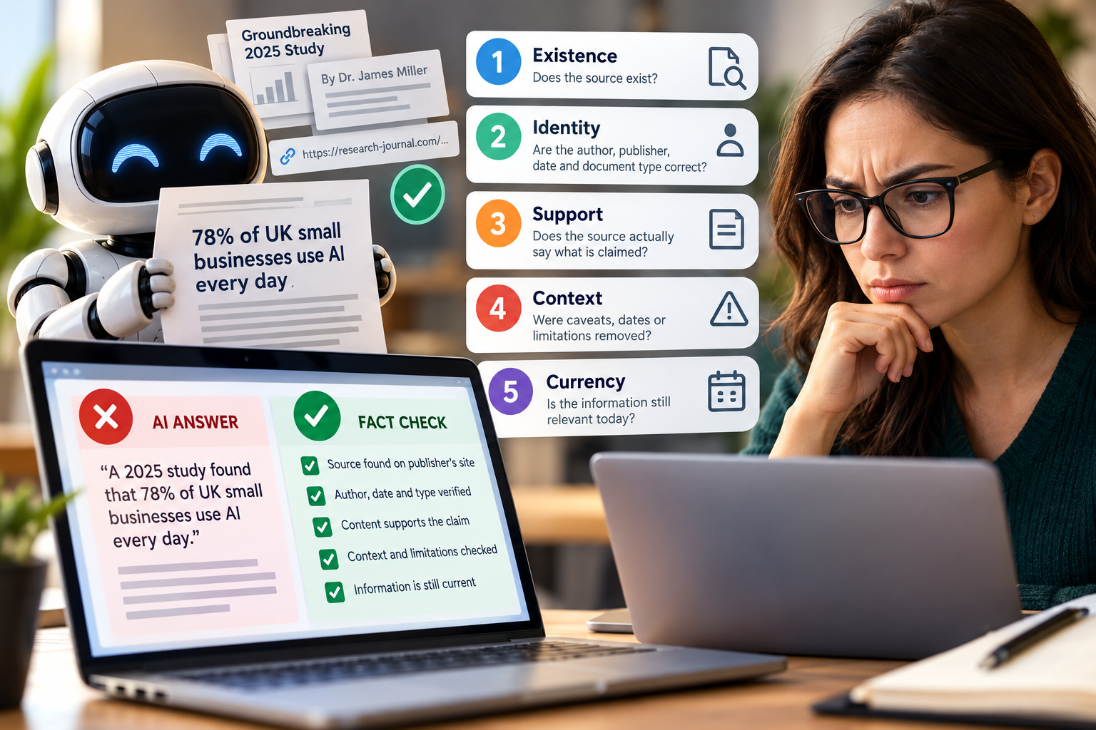 Suggested illustration: How to Check AI Answers for Fake Sources, Quotes and Statistics