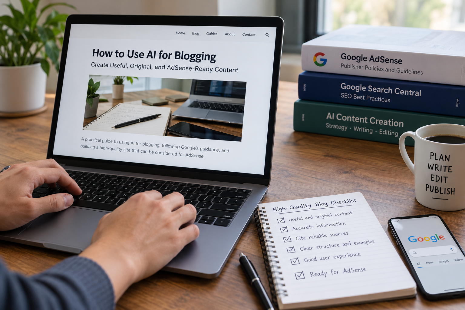 Suggested illustration: Google AI Content Rules for Bloggers: What AdSense Applicants Need to Know