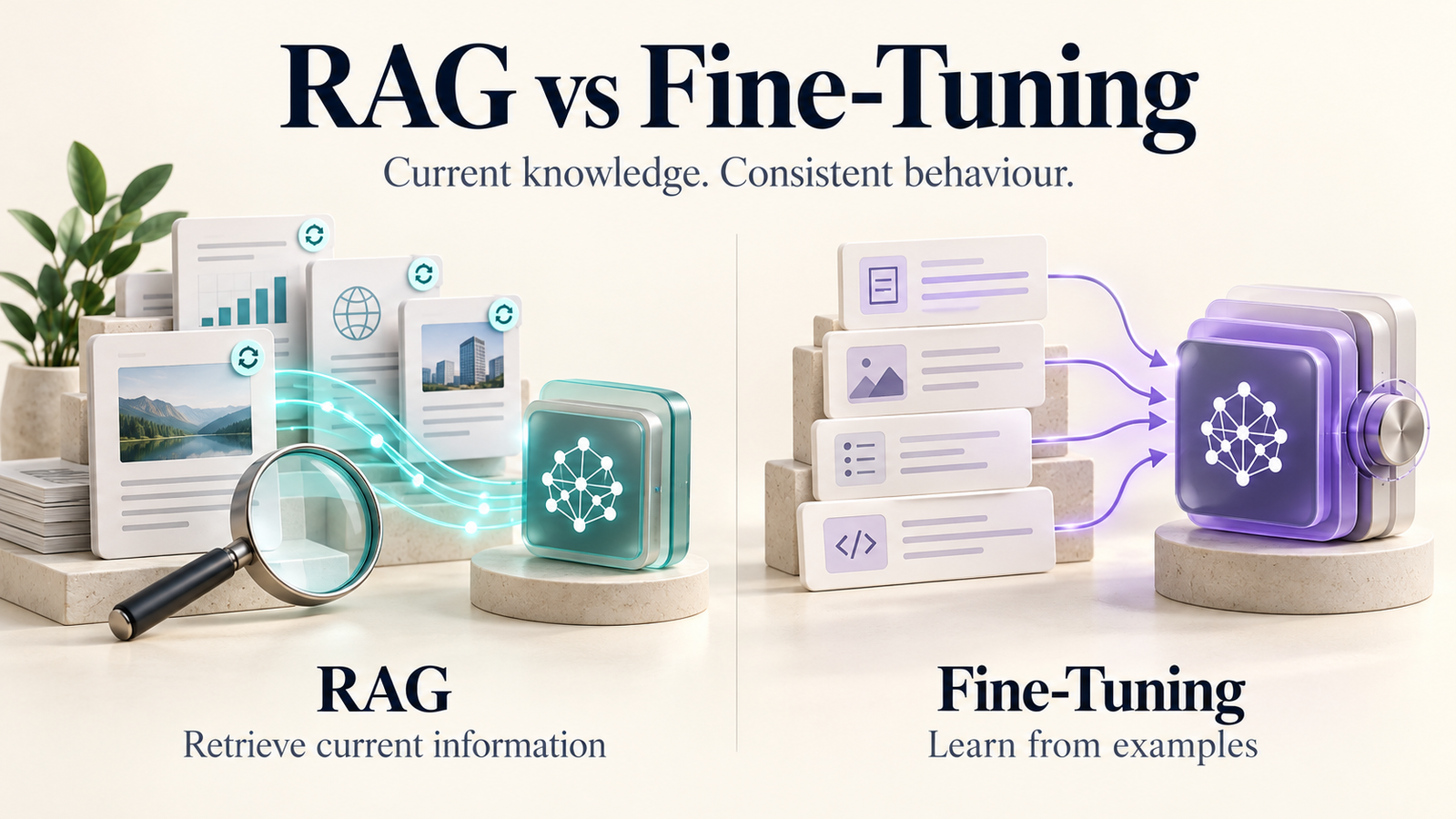 Suggested illustration: RAG vs Fine-Tuning: What Small Businesses Actually Need for an AI Assistant
